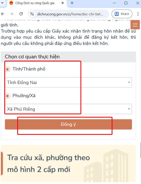 Chọn cơ quan thực hiện