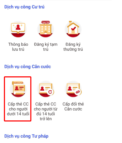 Căn cước cho trẻ dưới 14 tuổi
