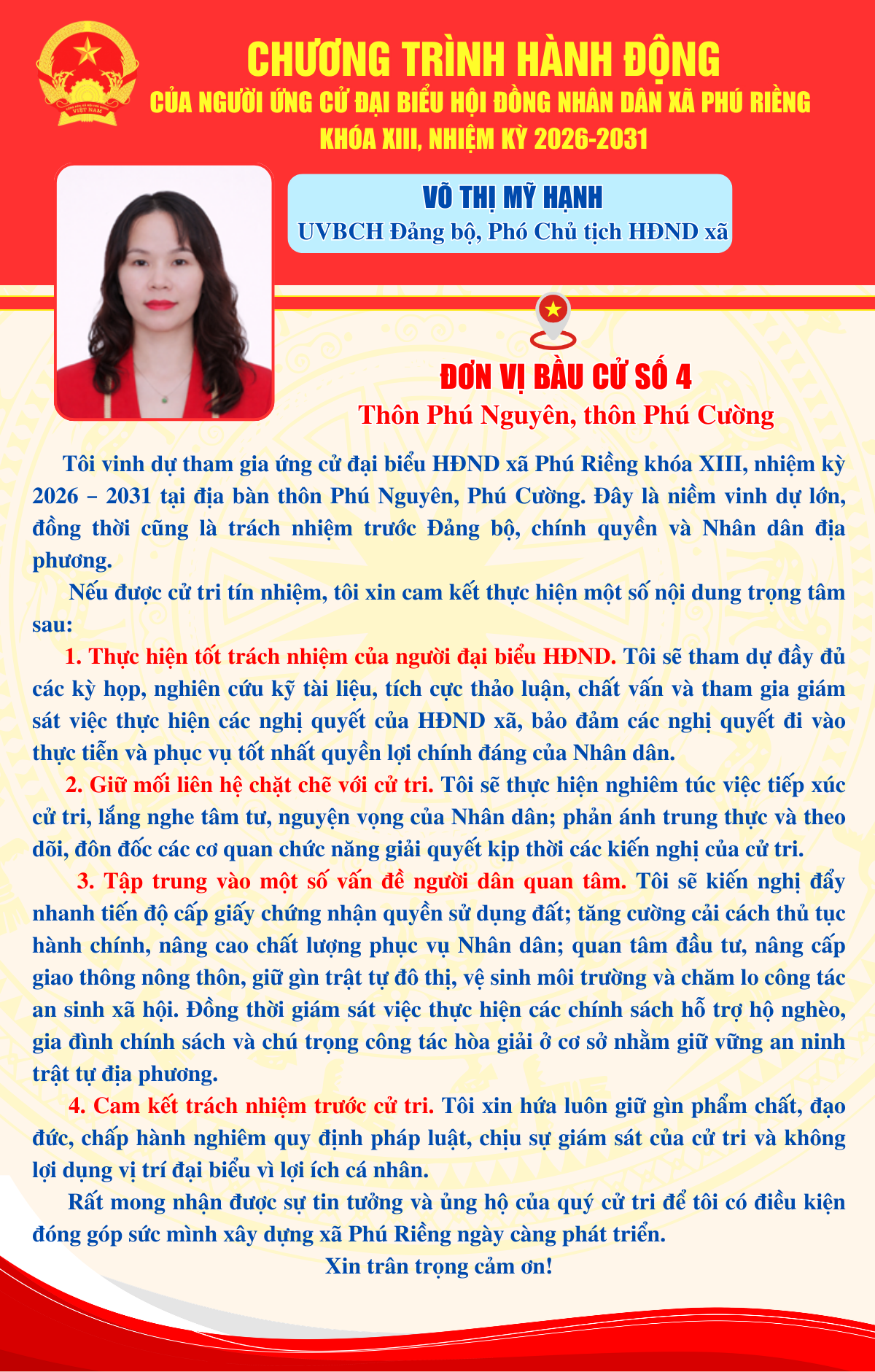 Chương trình hành động bà Võ Thị Mỹ Hạnh