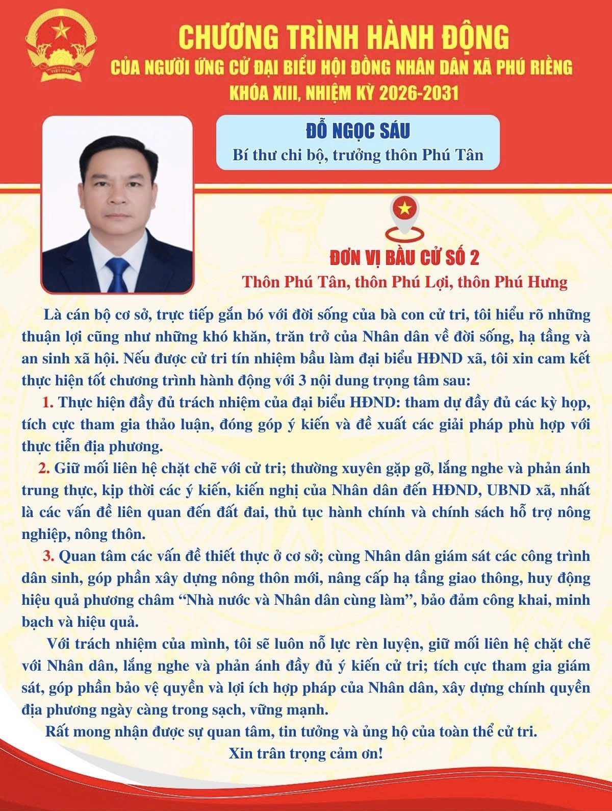 Chương trình hành động ông Đỗ Ngọc Sáu