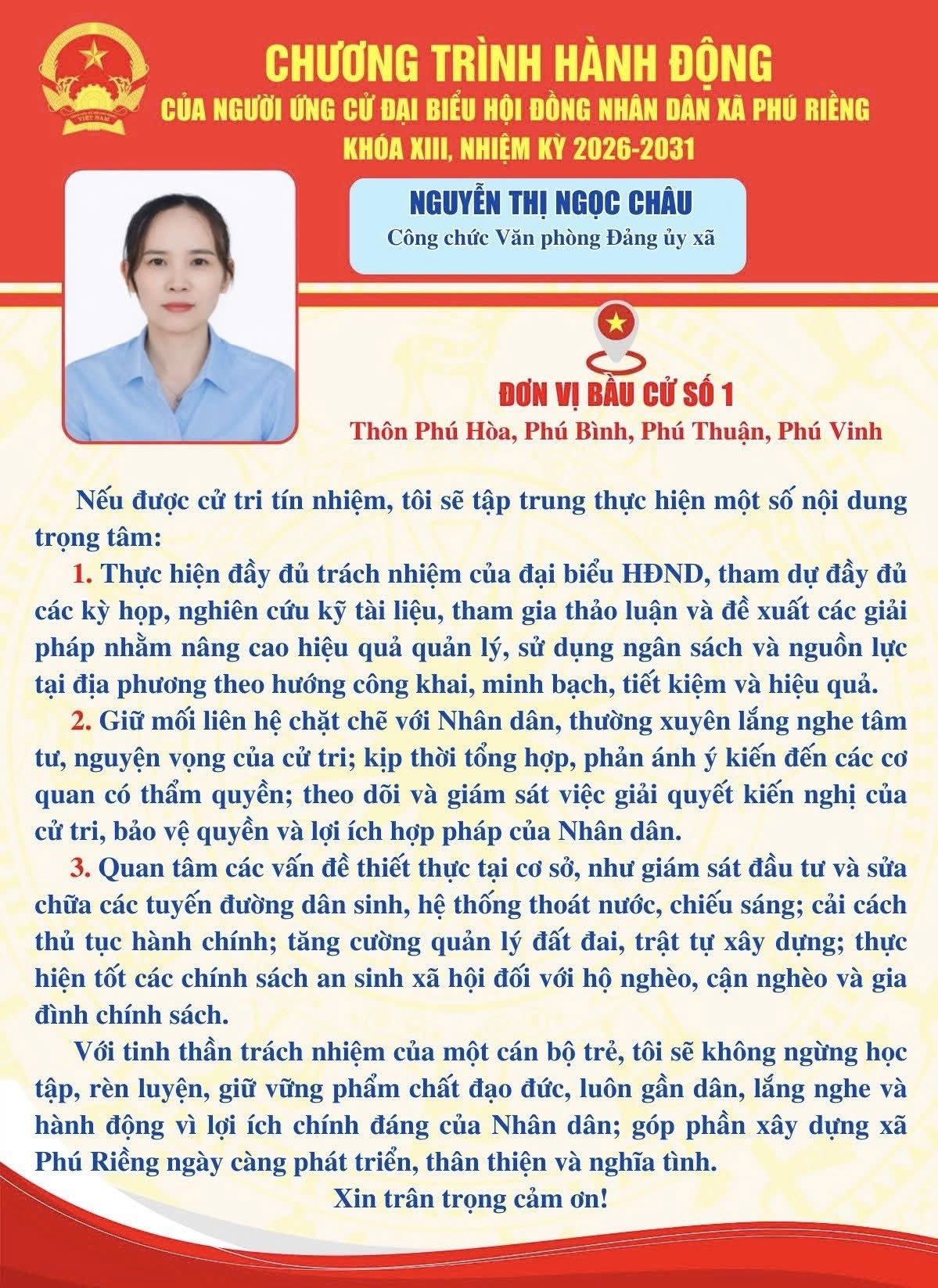 Chương trình hành động bà Nguyễn Thị Ngọc Châu