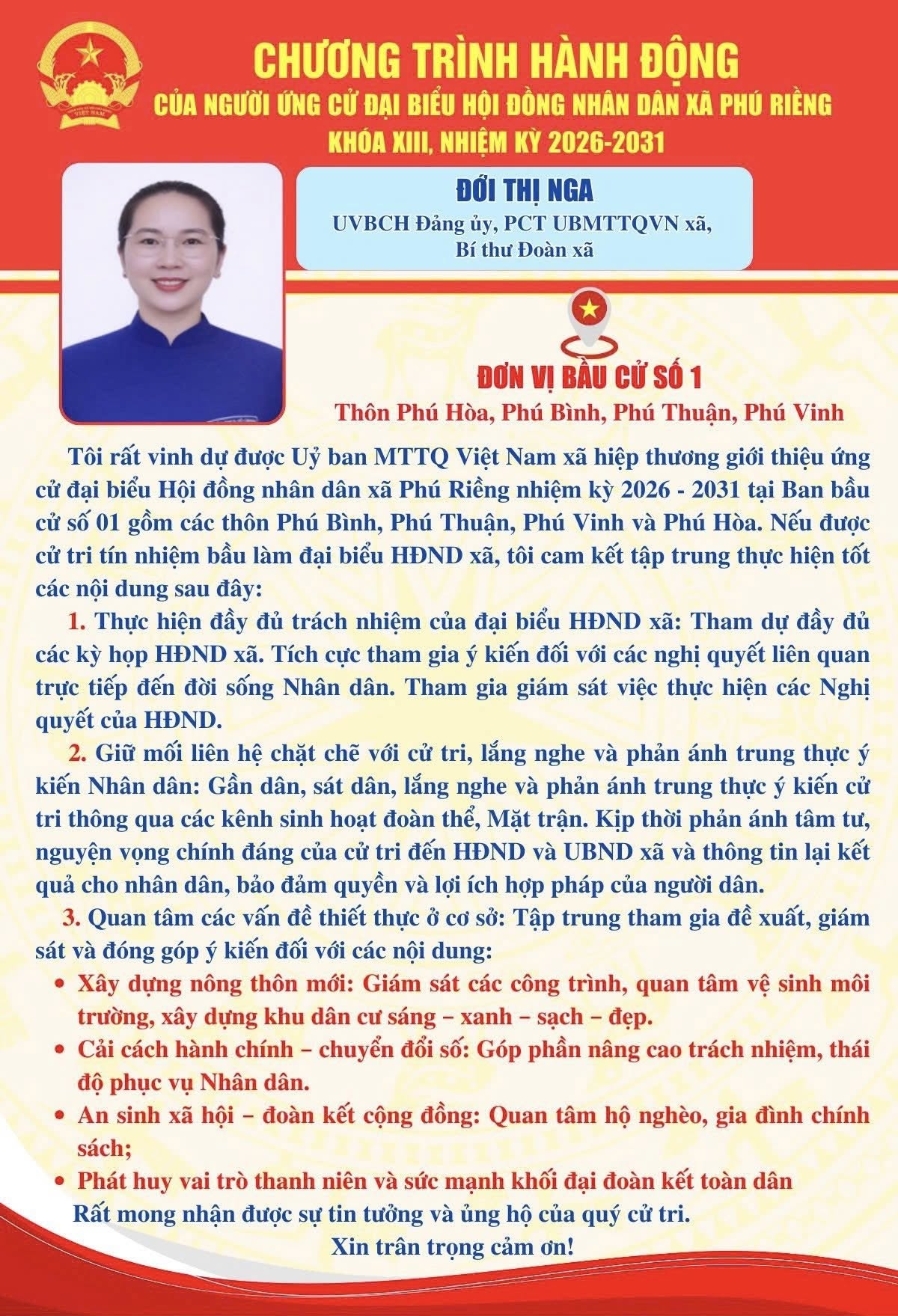 Chương trình hành động bà Đỗ Thị Nga