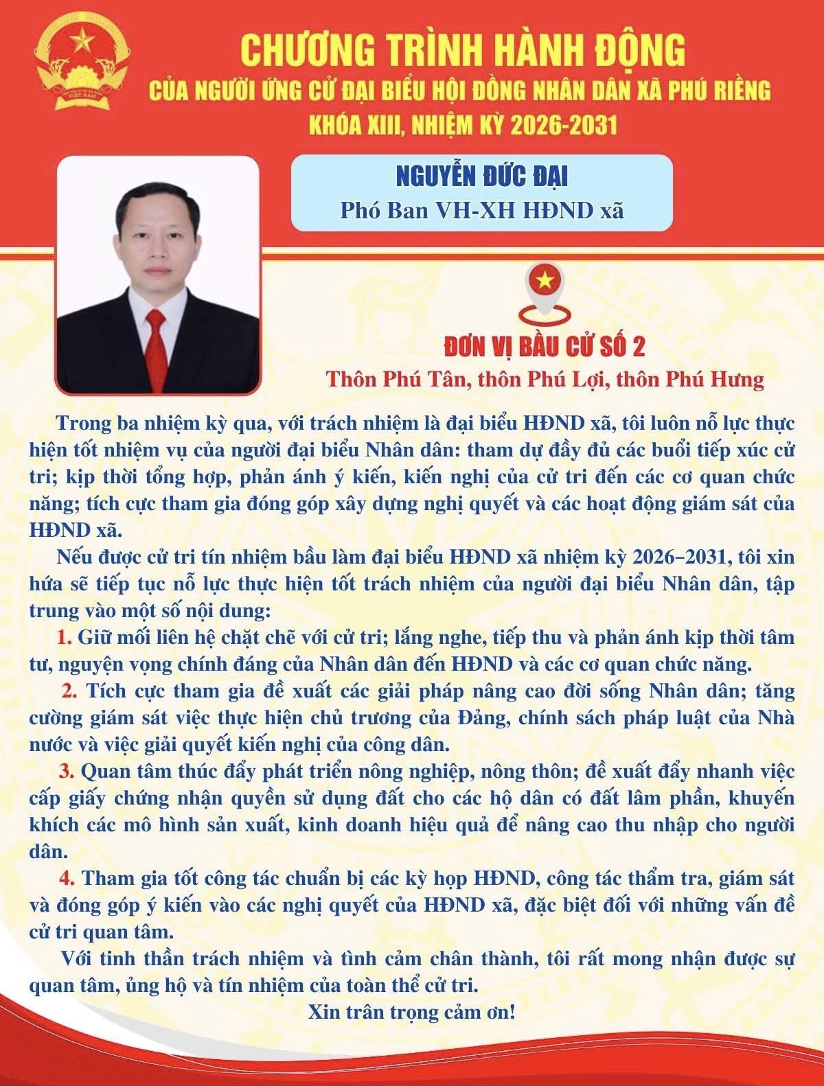 Chương trình hành động ông Nguyễn Đức Đại