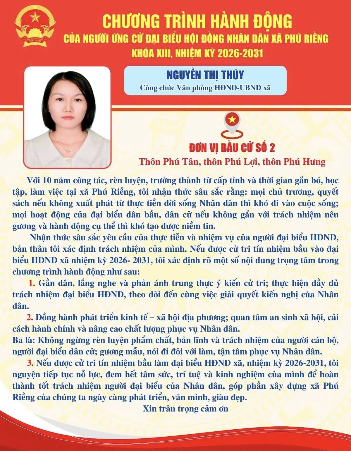 Chương trình hành động bà Nguyễn Thị Thúy