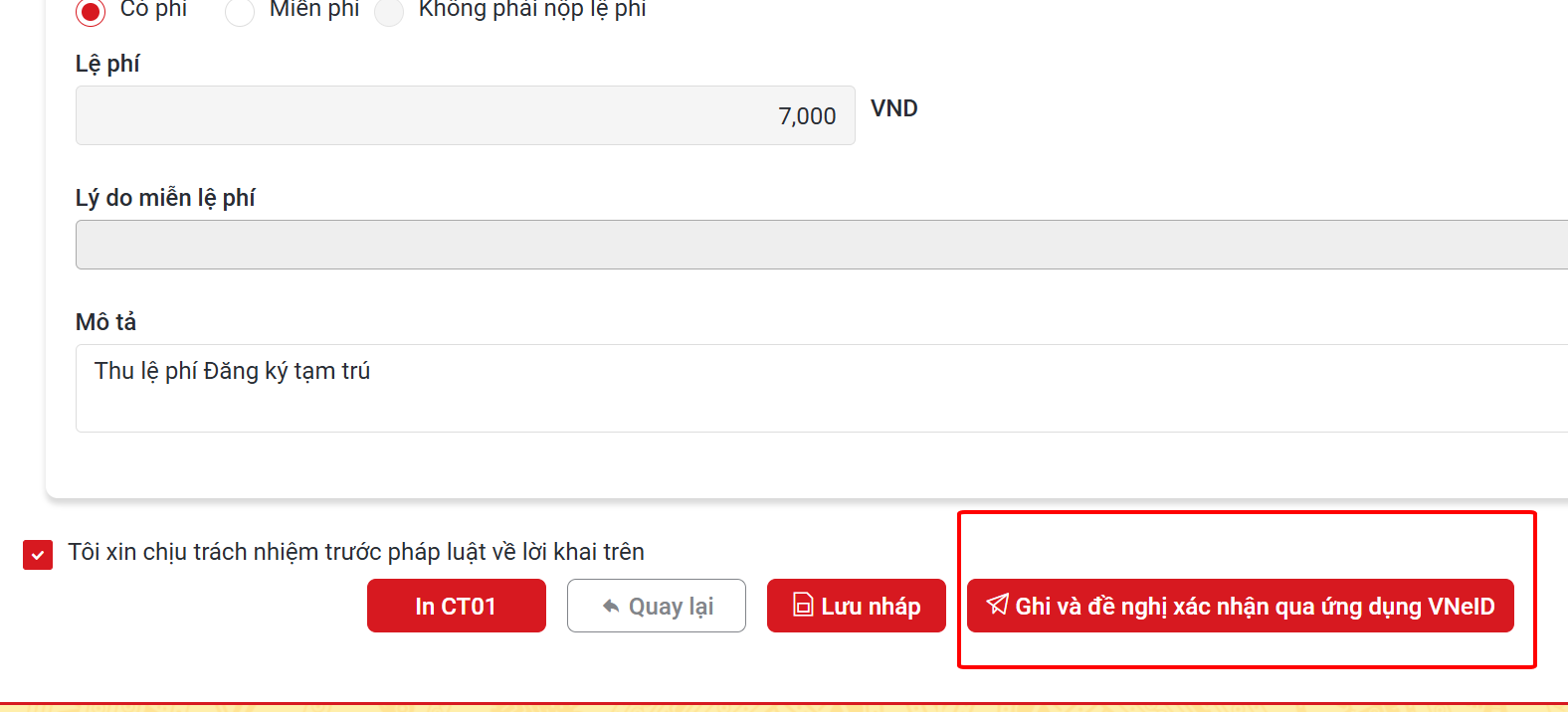 Hoàn tất hồ sơ và thanh toán lệ phí đăng ký tạm trú trực tuyến